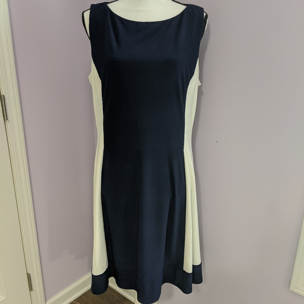 CHAPS Navy and White dress